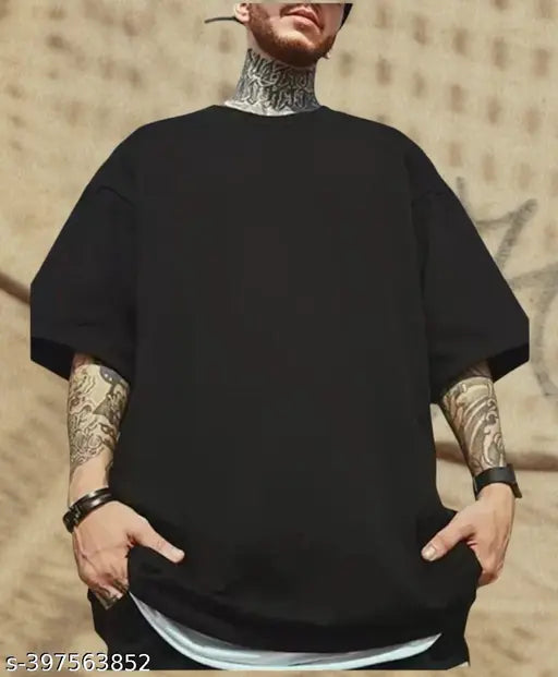Stylish oversize back printed men's cotton t-shirts, three-quarter sleeves, India origin