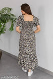 Classy printed crepe dress, three-quarter sleeves. Women's fashion from India, size XS to XL