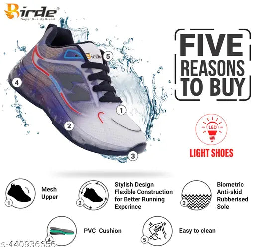 LED running shoes for kids, mesh and PU material, lace-up style, ideal for both boys and girls, stylish party wear with colorful LED display, size N
