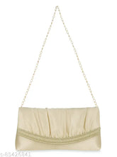 Beige fabric modern clutch wallet purse, 3 compartments, free size (10x2in), stylish and chic women's accessory from India