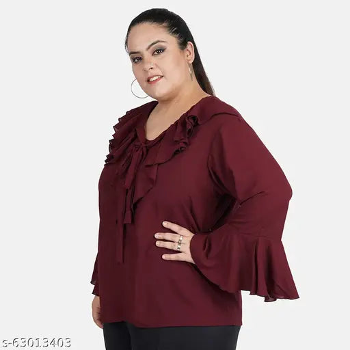 Rayon casual office tunic top, all sizes, solid color for work or daily wear