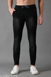 Denim men's jeans, PRJ IN STYLE regular fit, black color, high-quality fabric, slim fit with elastic waistband and four pockets. Ideal for home, daily routines, office, or parties. Made in India