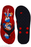 Vibrant Donald Duck EVA flip flops for kids, red and black stripes design, perfect for casual outings or poolside fun
