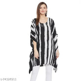 White and black georgette kaftan with stone work, summer-ready for women's sizes S to XXL