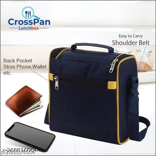 Stainless steel CrossPan lunch box set with 4 containers and sleek water bottle. High-quality, leakproof, dishwasher safe, eco-friendly