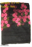 Net black embroidered saree with separate blouse, intricate Indian embroidery on net fabric