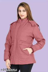 Nylon full sleeve solid stylish jacket for women, M (36in bust, 26in length), XL (40in bust, 27in length)