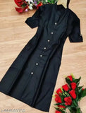 Black rayon Kurti with pocket, traditional Indian women's fashion with three-quarter sleeves and solid design, available in various sizes S-XXL