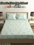 Super Soft Glace Cotton Checked Double Bed Sheet & Pillow Covers - Summer-ready, 100% cotton elastic fitted style for a neat finish and firm fit (78x72 inches)