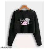 Long-sleeve printed western-style crop top set in cotton blend for women and girls, high-quality cheapest prize