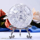 Clear ice cracked crystal glass fountain ball (5cm) - Siyaram Collections, perfect for decorative fountains & indoor/outdoor use