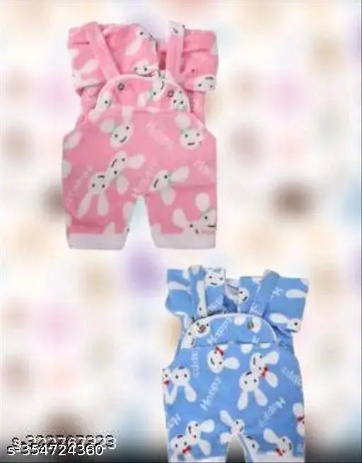 Wool printed dungaree suits for baby boy and girl, 0-3 months, Indian origin