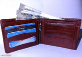 Boys brown artificial leather wallet, 5-compartment solid style, free size (12cm x 10cm), used for formal/casual events