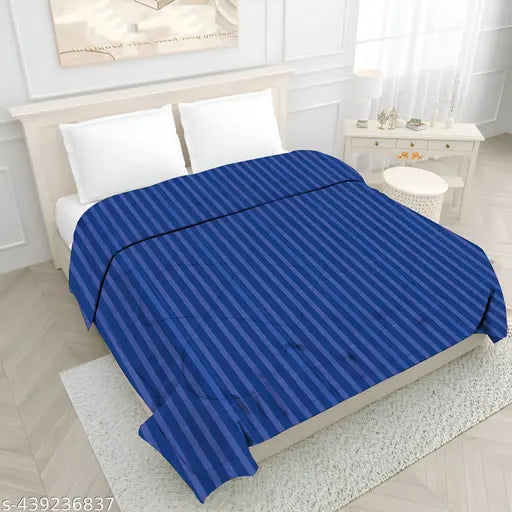 Striped microfiber comforter, 220 GSM cotton, reversible for all seasons, king size double bed (230x250 cm)