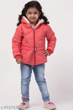 Peach wool quilted jacket for girls, comfortable regular fit from MEHAK FASHION