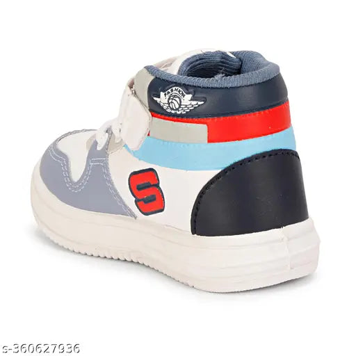 Grey synthetic leather Kids Jordans, colorblocked design, ideal for boys aged 2.5-5.5 years, PVC sole shoes from India