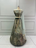 Banarasi silk lehenga-choli, art silk top & bottom with zari and lace dupatta, Indian bridal semi-stitched design
