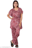 Maroon satin kaftan night suit, soft quality sleepwear/loungewear with elastic waist and drawstring