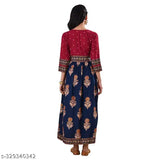 Gold polka print rayon Anarkali kurti, trendy ethnic party wear for women