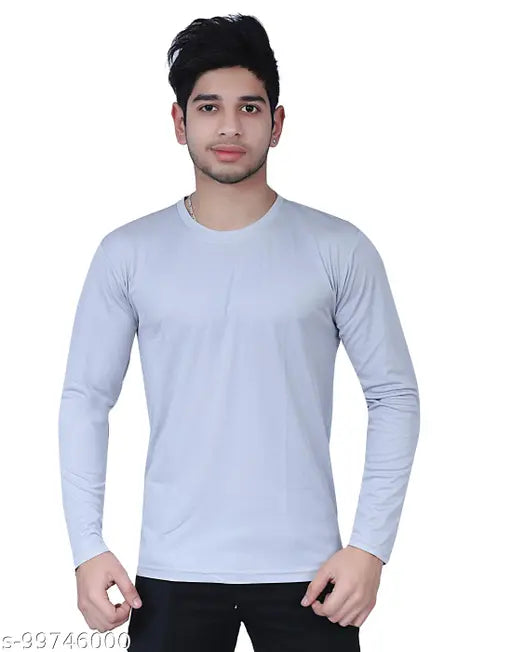 Solid men's full sleeve polyester t-shirt, long sleeves, perfect for casual occasions, India origin