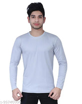 Solid men's full sleeve polyester t-shirt, long sleeves, comfortable fit for casual wear, India origin