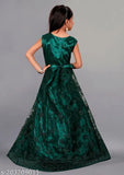 Apnisha girls net embroidered gown dress, sleeveless, 2m flared, hand washable, size 4-5 years