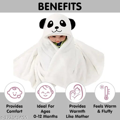 Soft fleece newborn baby hooded towel, unisex blanket for babies - lightweight, machine-stitched comforter for summer use in various settings