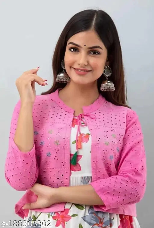 Rayon Shipali women's designer kurti and jacket, solid combo, M, L, XL, XXL, Indian ethnic wear trendy outfit