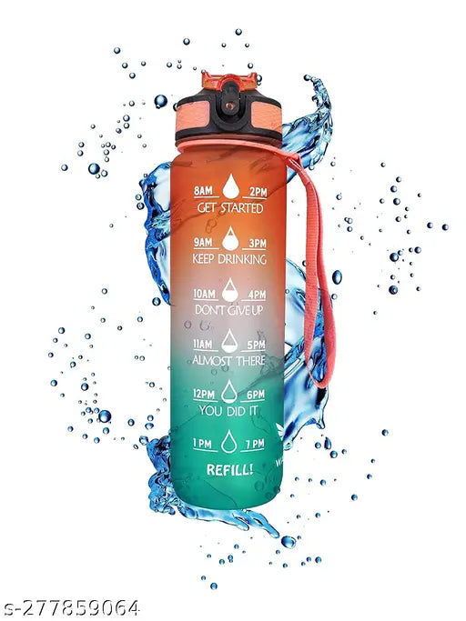 Motivational quote 32 oz silicone sipper water bottle with time marker, leakproof, durable, BPA-free, black & crystal clear, ideal for gym, office, sports, featuring buckle handle design and humanized design