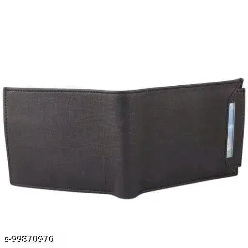 Solid faux leather Classic World ATM card wallet for men - detachable, ultra-slim, 2 compartments for daily use