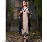 New Festival Special Georgette Top with Palazzo Suit, heavy georgette with full work, three-quarter sleeves, free size (top bust 44in, top length 50in, bottom waist 40in, bottom length 40in). Indian handcrafted chine stitched work and georgette dupatta." (123 characters)