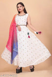 Women's chanderi cotton straight printed gown & dupatta, stylish and breathable georgette kurti for college and office life, high-quality Indian crafted fashion