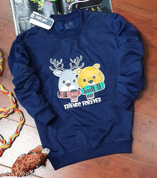 Polycotton boys' winter fleece round neck sweatshirts pack of 3 with printed designs for kids in various sizes from 4-5 years to 12-13 years, made in India