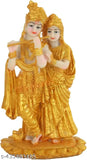 Handcrafted 7.5-inch resin Radha Krishna Hindu idol, perfect for Pooja Mandir temple decorations or Diwali home decor gifts. Indian God Idols in vibrant detail