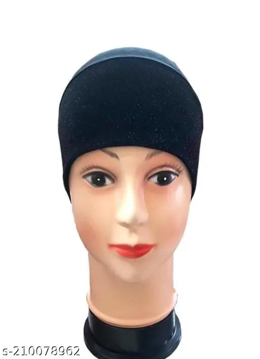 Shimmering cotton canvas hijab cap for Muslim women, solid pattern, onesize pack of 1, India-origin head wrap