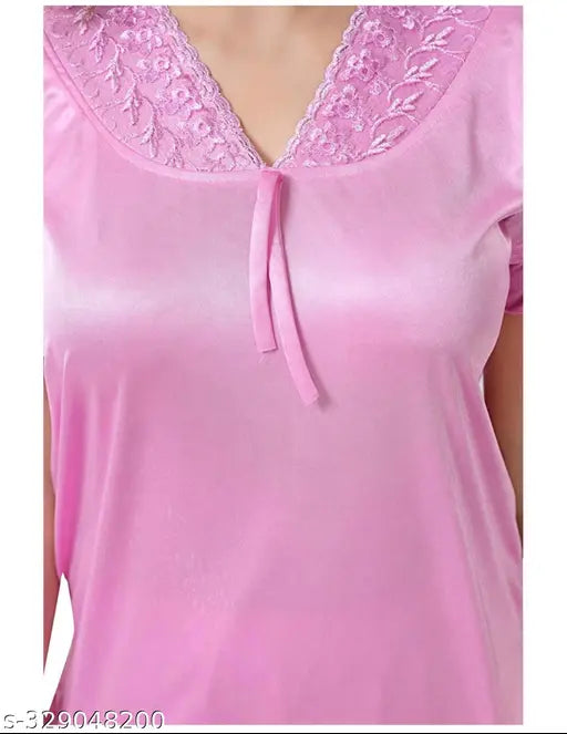 Soft Satin Patiala Dhoti Kurta set for women's night sleepwear, Indian traditional design, free size, ankona brand