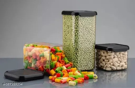 Airtight heavy plastic dry fruit jar set, kitchen storage (1500ML, 1100ML, 500ML), each of 4 pcs for kitchen dabba set