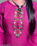 Embroidered woolen straight kurta/pashmina kurti, solid color women's fashion, three-quarter sleeves on display, India origin