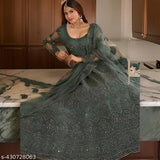 NEW Fashion heavy semi-stitched Lehenga Choli in net fabric with embroidered patterns. Indian bridal wear on display