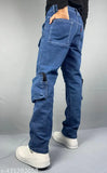 Dark denim baggy 6-4 big pocket jeans, size S - Solid design for women's fashion