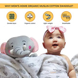 Organic cotton muslin swaddle 100x100cm, animal print, ideal for mild winter, India origin