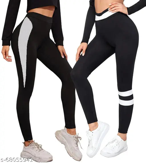 Printed cotton blend stylish jeggings combo pack for women (2pcs), sizes 26, 28, 30, 32, 34, 36 (India-made)