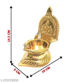 Brass antique Varahi Deepam figurine, intricately carved boar-faced goddess Varahi Amman with weapons, Indian origin