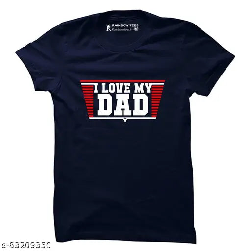 Rainbowtees mens I LOVE My DAD T-shirts, printed cotton short sleeve, men's regular fit in vibrant colors on display