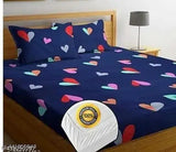 Cotton elastic fitted bedsheets, 240 thread count, premium quality from V INTERNATIONAL. Ideal for adult use in summer, set includes 2 pillow covers