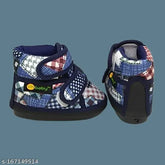 Cotton and PVC Velcro casual baby shoes with printed net design, promoting comfort, safety, and musical sound for children aged 9-2.5 years. Indian origin