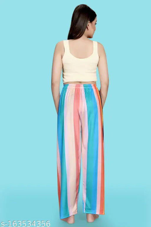 Trendy polycotton maxi pajamas with women's fashionable digital print, perfect for relaxation at home (2 pairs). Made in India