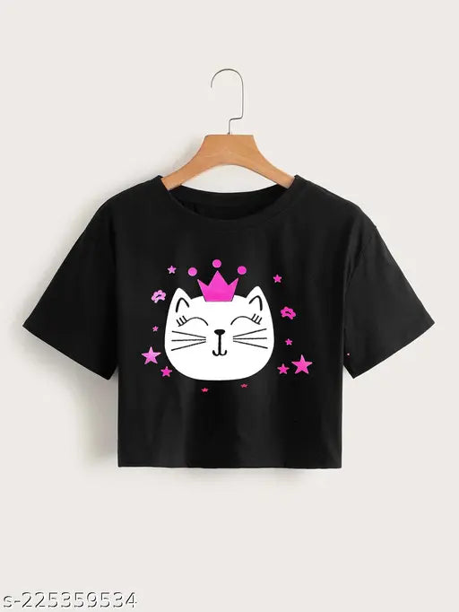 Indian-made printed crop top: Short sleeve, round neck, S-XL sizes