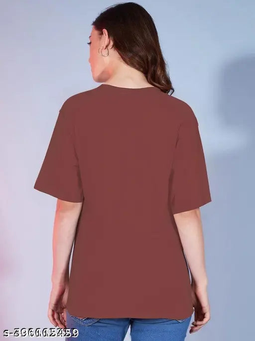 Stylish printed oversized women's cotton blend t-shirt, short sleeves, vibrant pattern - XL (Bust: 44in, Length: 29in)