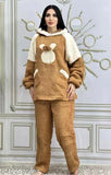 Imported winter furr nightsuit, wool pyjamas with long sleeves and printed pattern. XXL size, Country of Origin: India